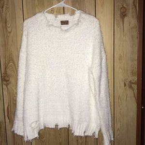 Deconstructed White Pol Sweater